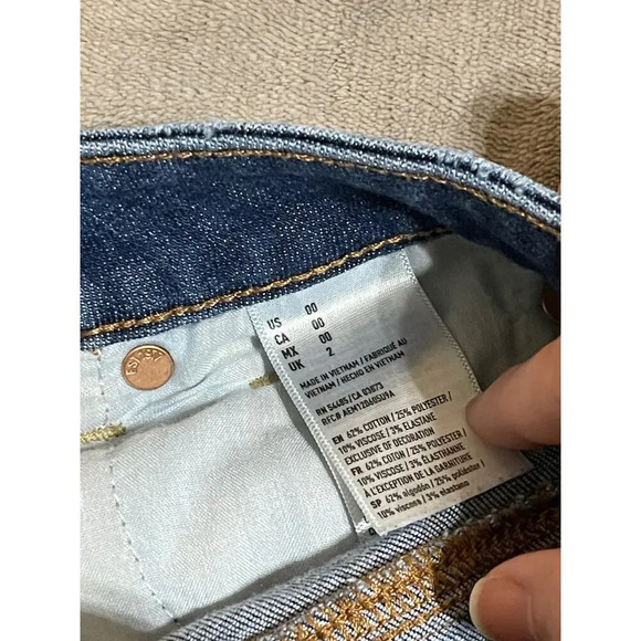 NWOT American Eagle Size 00 XXS Denim Mini Skirt Dark Wash Zipper Y2K Stretch - Picture 2 of 7